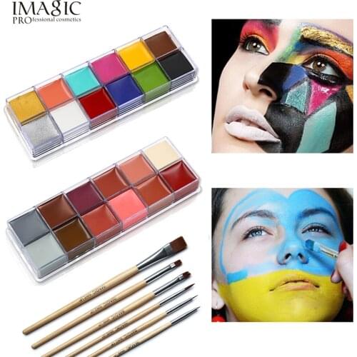 IMAGIC 12 Flash Colors case Tattoo Face Body Paint Halloween Party Fancy Dress Oil Painting Art Beauty Makeup Tools world 2018 E