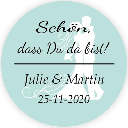 DouxArt 100 Pieces Custom Personalized, Wedding Stickers - Schon dass du da bist, 40mm Colorful Wedding Party Invite Labels P079