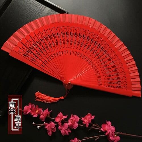 Jazz Dance 7-Inch 24cm Double-Sided Womens Folding Fan Paint Womens Spanish Dancing Wooden Fan Hand Painted