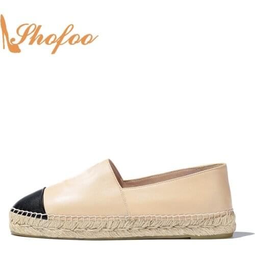 Cap Toe Espadrilles Straw Flats Golden Silver Navy Blue Famous Brand ladies Shoes Soft Vegan Leather Autumn 2021 Casual
