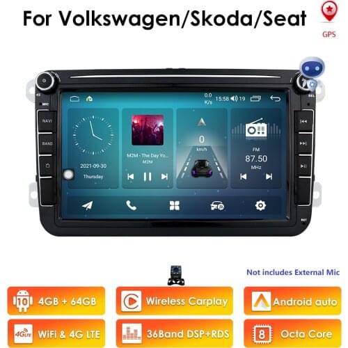 HIZPO 2din Android 10.0 Octa Core 4GB RAM Car DVD for VW Passat CC Polo GOLF 5 6 Touran EOS T5 Sharan Jetta Tiguan GPS Radio bt