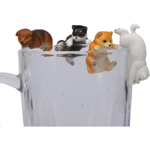 Kawaii Shiba Inu Animal Edge of Cup Modern Desk Ornaments Version Cute Model Toys Fairy Garden Moss Miniatures Decor Accessories