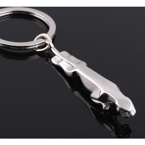 Classic Silver Color Stainless Steel Leopard Keychain Jaguar Car Keyrings Fine Bag Key Chains Creative Jewelry
