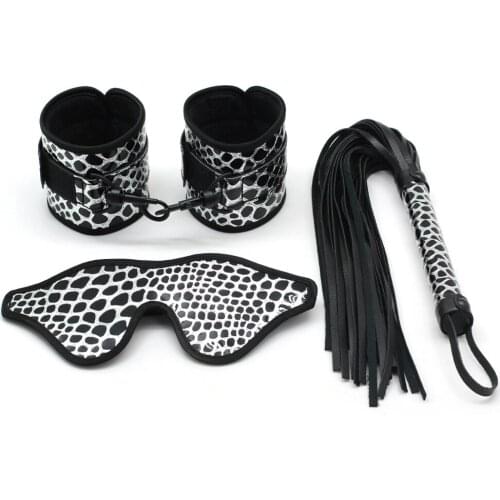 3 Pcs Set Fetish Sex Bondage Kit Handcuffs Blindfold Whip Erotic Toys Woman Slave Restraint Adult couple sex games
