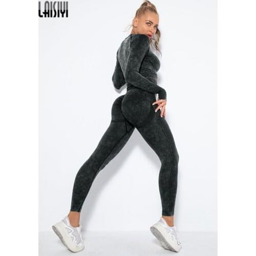 Seamless Women Fitness Sets Female Sport Gym Suits Wear Running Clothes Women Workout Sport Suit Long Sleeve Crop Top Leggings