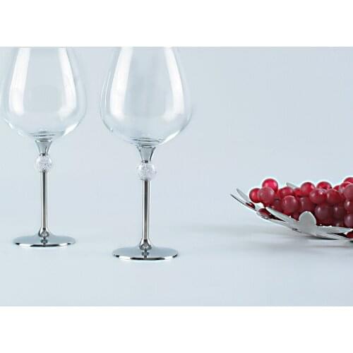 2019 Creative Glass Cups Wedding Wine Glasses Christmas Wine Glassware For Drinking Stainless Steel Stand Crystal Wine Glass