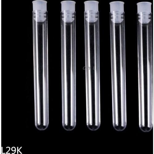 50Pcs/Pack 12x100mm Transparent Laboratory Clear Plastic Test Tubes Vials With Push Caps School Lab Supplies
