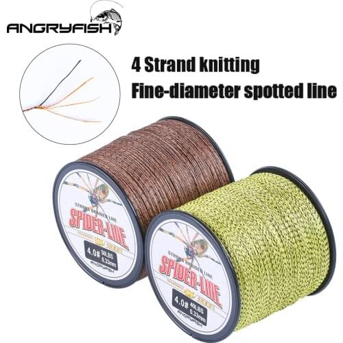 Angryfish Brand Spider-Line Series 4 Strands 300m PE Braided Fishing Line Camouflag Yellow and Brown 10LB-60LB Strong endurance