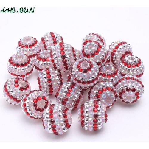 MHS.SUN 50PCS Chunky Resin Rhinestone Beads 18/20/22mm Loose Resin Ball Beads For Chunky Kid Necklace Jewelry Making Dropship