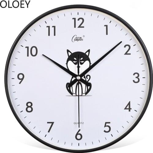 Cute Large Wall Clock Silent Kitchen Cartoon Dog Kids Living Room Clocks Wall Home Decor Nordic Modern Watch Wall Bathroom Clock