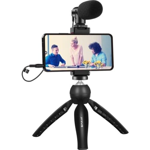 Mobile Phone Live Video Set Microphone + Desktop Tripod + Phone Clip