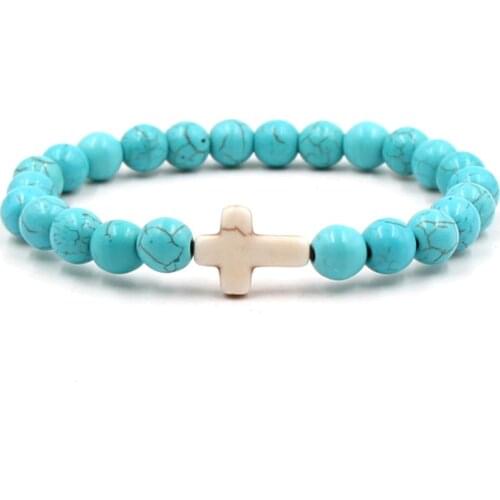 Trendy Classic Blue stones Beads Bracelet 9 colors Cross Bracelets for Women&Men Charm Jewelry Elegant Pulseras Handmade Gifts