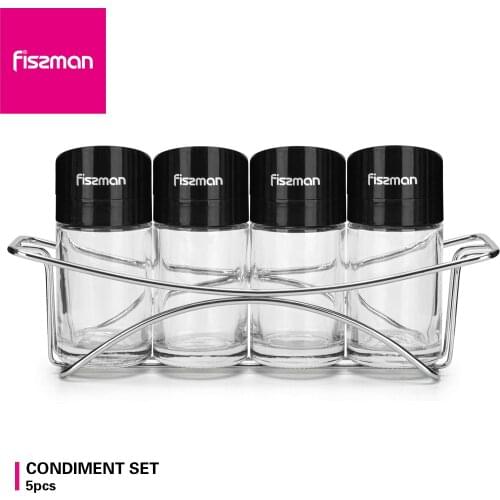 FISSMAN Condiment set With Four Glass Bottles Cooking Tool Salt Bottle