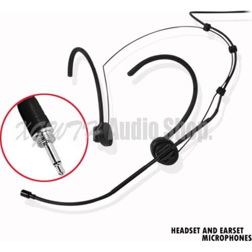 Male Screw Thread Lock 3.5 mm Jack Plug Black Color Earhook Head Worn Microphone For Wireless Microphone BodyPack