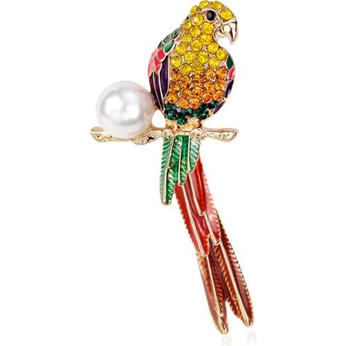 2019 New Crystal Pearl Pearl Parrot Brooch Crystal from Austrian Corsage clothing accessories For Women and female Fit man