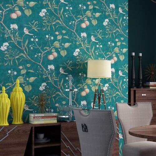 Vintage American Country Style Wallpaper Apple Tree Flowers and Birds Peel and Stick Wallpapers 3d Papel de Parede Adesivo J124