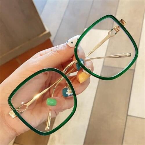 Oversized Alloy Eyeglasses Frame For Women Square Clear Glasses Elegant Shades Female Transparent Big Glasses Frame Orange Black