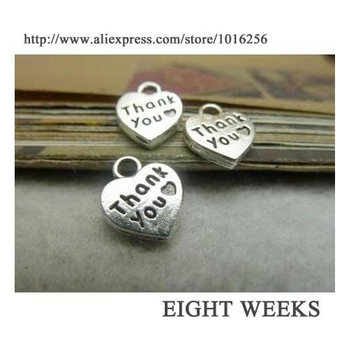 Zinc alloy pendant jewelry accessories diy handmade material charms thank you hearts 10 * 12 mm
