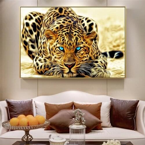 Golden Cheetah Posters And Prints Modern Animals Decorative Wall Pictures Leopard Canvas Paintings For Living Room Cuadros Decor