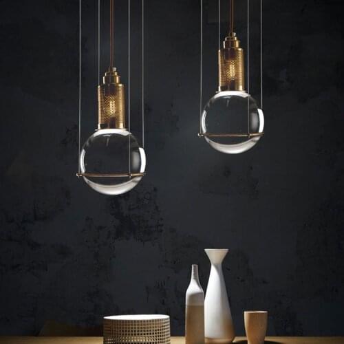 Postmodern glass ball pendant light Nordic Designer brass lamp Restaurant Cafe Bar Dining Room pendant lighting for kitchen