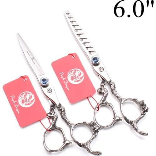 Z9006 6" 17.5cm JP 440C Purple Dragon Barber Scissors Haircut Shears Cutting Shears Thinning Scissors Professional Hair Scissors