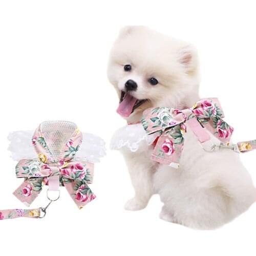 Puppy Bowknot Harness Set Cute Kitten Vest Harness Set Cat Harness and Leash For Small Medium Dogs Chihuahua