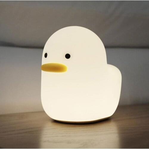 Cute Duck Light Soft Silicone LED Night Light USB Rechargeable Touch Sensor Bedroom Desktop Decorative Lamp Kid Baby Gifts