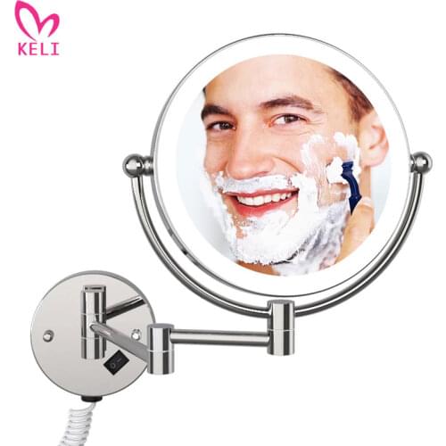 Led Wall Mounted Bathroom Mirror 8 Inch 5X Magnifying Illuminated Makeup Mirror EU/US Plug Bath Vanity Cosmetic Mirror