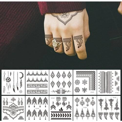 Waterproof temporary tattoos men small fake hand tattoo sticker sleeves letters Geometric patterns transfer sex stickers kit
