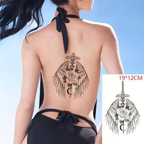 Waterproof Temporary Tattoo Stickers Rose flower wings moon sword Fake Tatto Flash Sticker Tatoo for Women Men