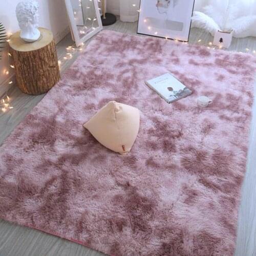 Shaggy Fluffy Rectangle Carpet Tie-dye Carpet Living Room Bedroom Floor Anti-slip Water Absorption Carpet Soft Comfortable Rugs