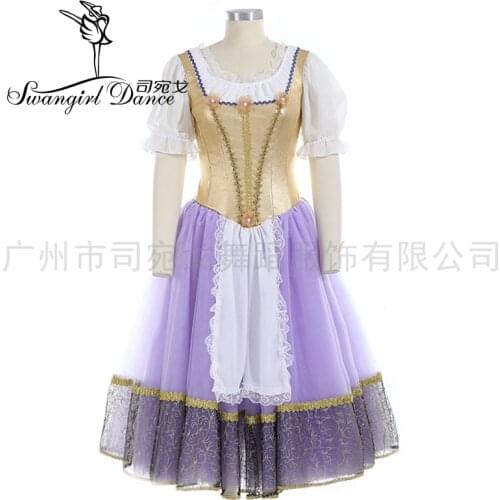 Gold performance ballet dress tutu stage costumes for girls yagp professional dancing ballet long dress BT3028B