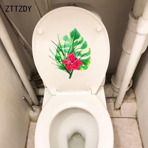 ZTTZDY 21.3*17.8CM Tropical Plants Creative WC Toilet Seat Sticker Childern Room Wall Decor T2-0574