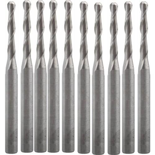 10pcs 3.175 X 2X12mm 2 Flute Carbide Ball Nose End Mills Router Bit 12mm CEL