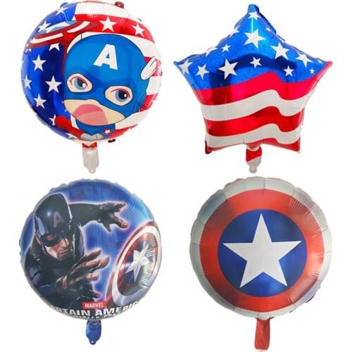 10pcs/lot 18inch hero Captain America Flag Foil Helium Balloons Birthday Party Decor Baby Shower Kids Toy Air Globos