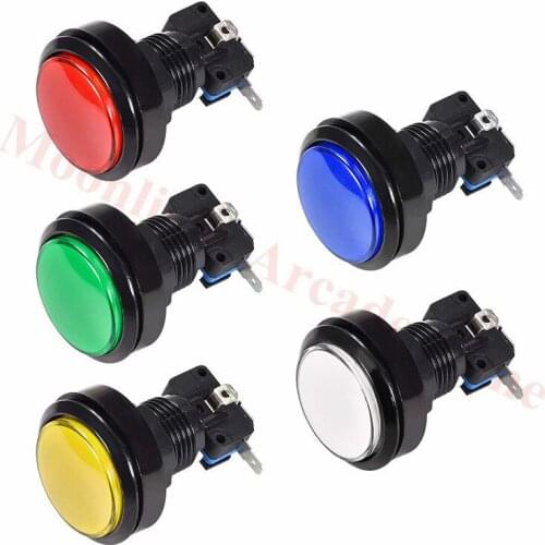 10pcs/lot 45mm LED Lights Arcade Video Game Round Push Button Switch Illuminated 12V/ Arcade parts 5 color for choose
