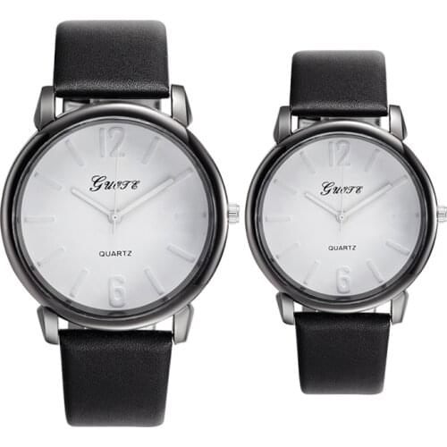 2Pcs Couple Watch Round Dial All Match Fashion Fine Watch Accessory 0136