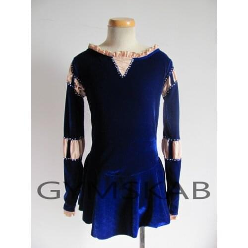 2018 Elegant Figure Skating Dress Womens Girls Customized Ice Skating Dress Long-sleeved Gymnastics Costume 8172