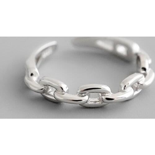 2020 Hot Sale Simple Genuine Tibetan Silver Rings for Women Simple Link Chain Ring Party Causal Vintage Jewelry Drop Shipping