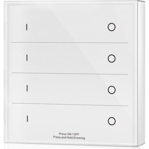 86 Wall Mounted Touch Panel DC 3V 2.4G RF Dimming Wireless Remote Control 4 Zones for Single Color Strip Push Dim On Off Switch