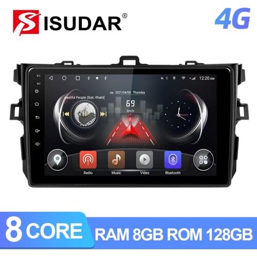ISUDAR T72 Car Radio For Toyota Corolla E140/150 2007-2011 Android 10 Multimedia GPS DVR Camera RAM 6GB ROM 128GB 4G WIFI QLED