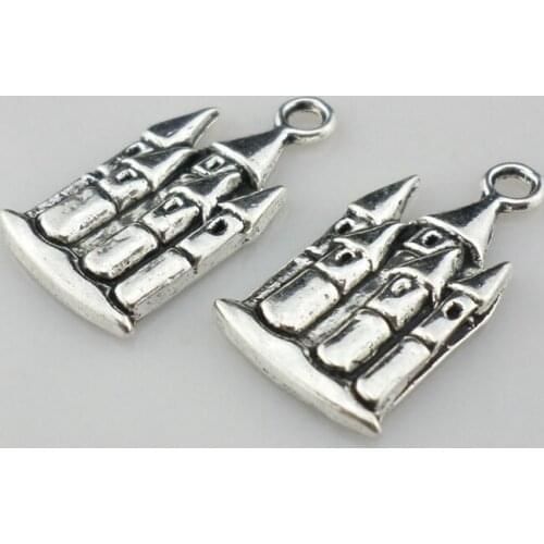 Free Shipping 24pcs Tibetan Silver Alloy Castle Charms Pendants Beads 12x23mm Jewelry Findings Beading