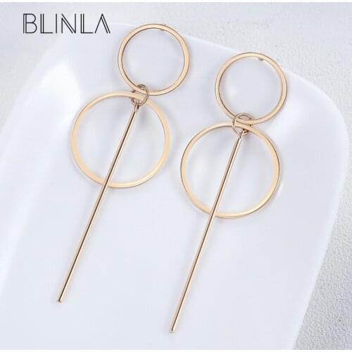 BLINLA 2019 Fashion Korean Simple Gold Long Drop Earrings for Women Statement Geometric Dangle Hanging Earring Jewelry Wholesale