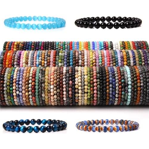 Natural Energy Chakra Stone Beads Bracelets Gifts Jewelry Men Handmade Elastic Wrist Bracelets 6 mm Sunstone Bangle Women Mala