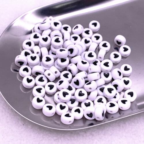 100pcs 7X4mm Round Acrylic Beads Noctilucence/Love Heart Shape Beads for Jewelry Making DIY Charms Handmade Bracelet