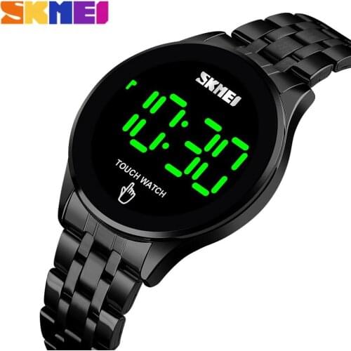 SKMEI Simple Men Digital Watch Fashion Touch Screen LED Light Display 30M Waterproof Stainless Steel Strap erkek kol saati 1579