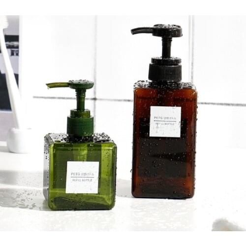 Lotion Bottle Square Press Plastic Bottle Shampoo Face Wash Bottle Empty Pump Container Refillable Bottles