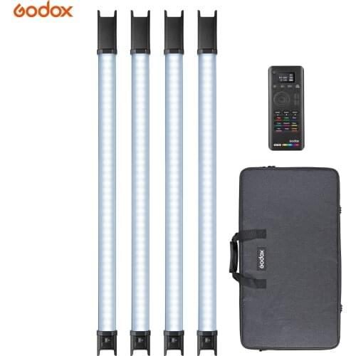 Godox TL60 Full-Color RGB Tube Light 2500K-6500K CRI 96 TLCL 98 Accurate Color 39 Light Effects Built-in Battery 4 Lights Kit