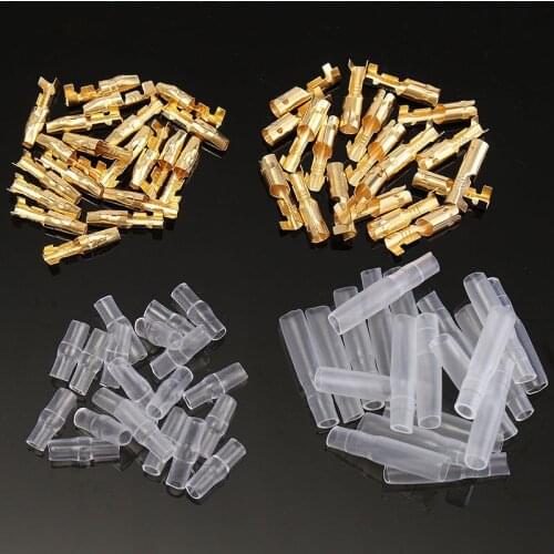 20 / 50pcs / pack 3.9mm female and female terminal blocks, automotive connector lug crimp terminals, with insulation sleeve