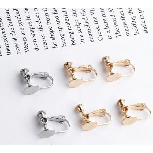No Fade Copper Plating Material Flat Head Ear Clips Without Pierced Earrings Hanging Ornaments DIY Jewelry Accessories 6pcs